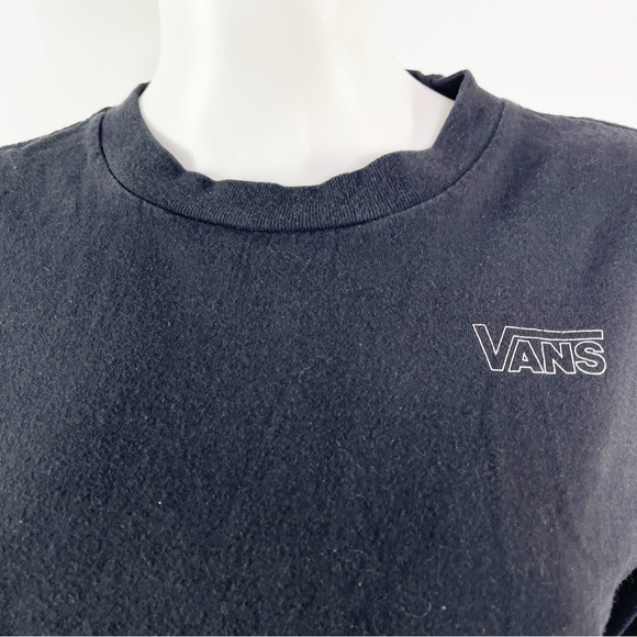 Vans Black Long Sleeve Crop T-Shirt Women's Size XL Wolf Graphic Back Skater - Picture 4 of 9